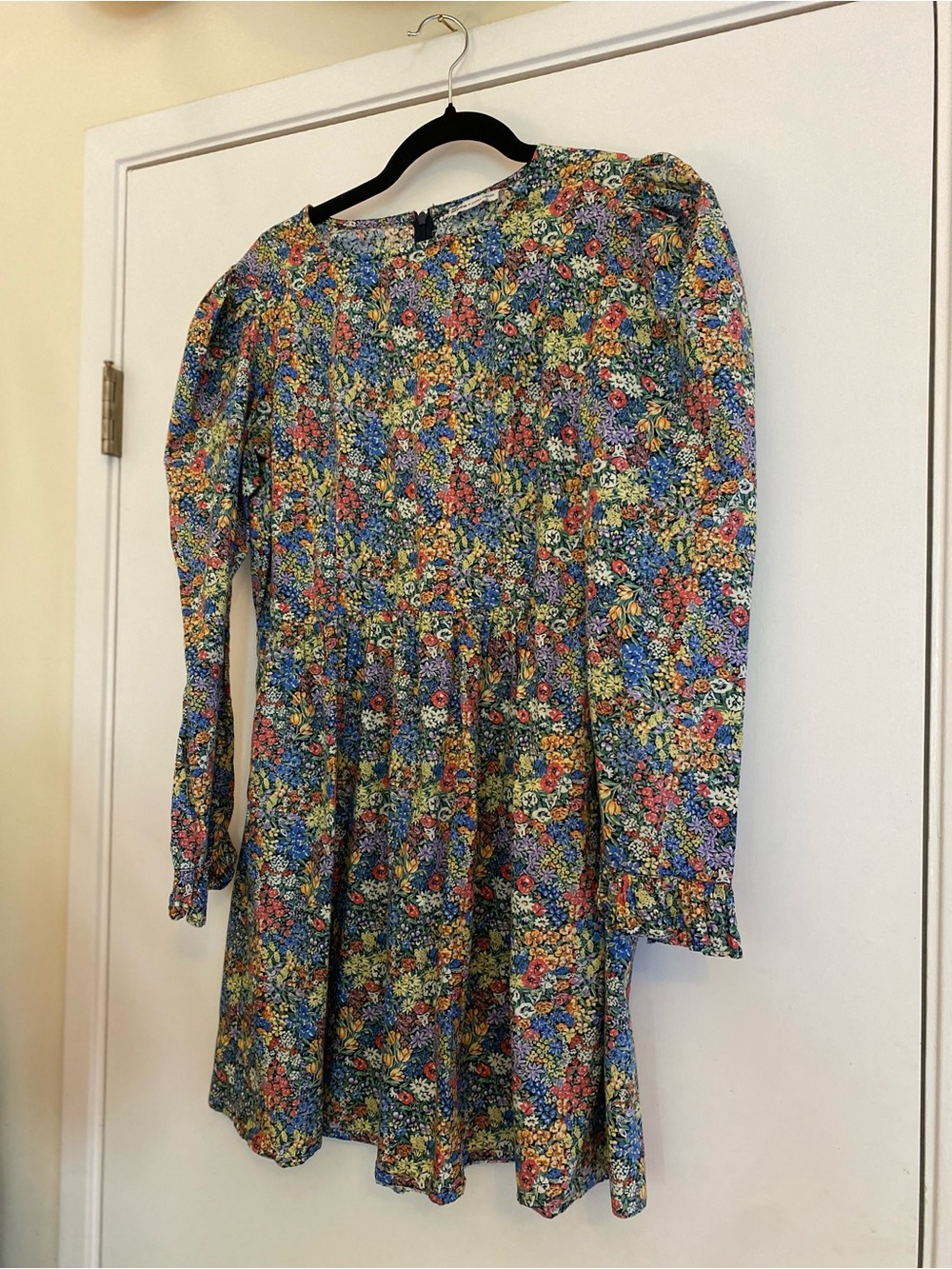 Batsheva Blue Floral Long-Sleeve Casual Dress